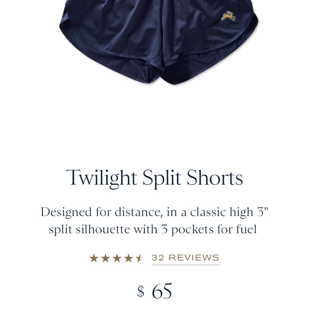 Tracksmith Twilight Split shorts, women’s large